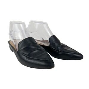 Franco Sarto Black Leather Pointed Toe Mule Flats Women Size 7